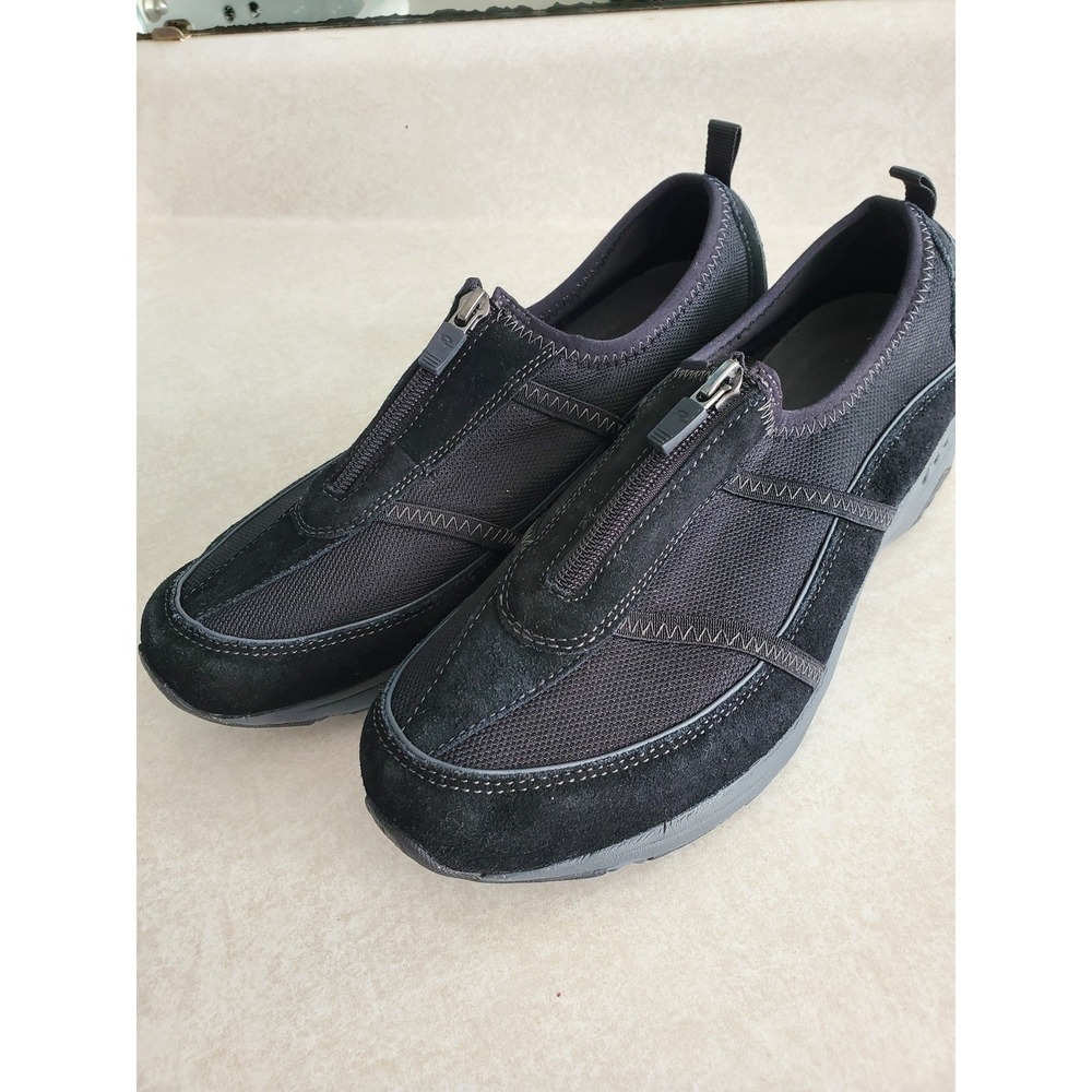 Easy‎ Spirit Sekristalle Sneakers Black Front Zip Suede Mesh Walking Shoes 10